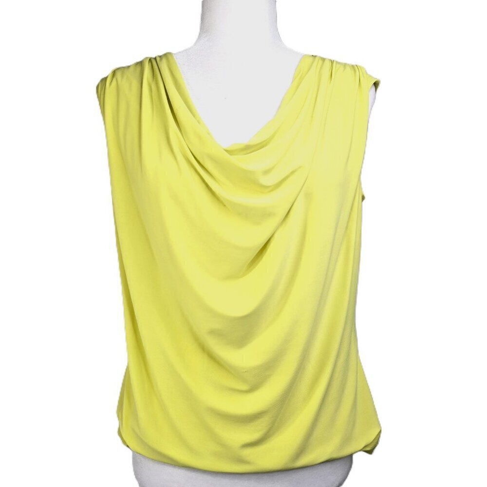 Vintage Jennie & Marlis Neon Yellow Soft Cowl Sleeveless Y2K 90's Blouse USA